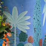 Обои ручная роспись Malwa Special Colourway on blue painted Xuan paper варинант исполнения - 2 | Loft Concept в Ростове-на-Дону