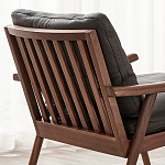 Кресло c каркасом из массива дерева и мягкой кожаной обивкой Walnut Armchair варинант исполнения - 9 | Loft Concept в Ростове-на-Дону
