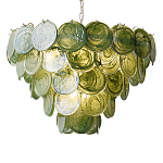 Люстра из зеленых стеклянных дисков с перламутровым эффектом Green Glowing Glaze варинант исполнения - 6 | Loft Concept в Ростове-на-Дону