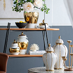 Ваза с золотыми полосами на белом фоне Chinoiserie Ceramics варинант исполнения - 4 | Loft Concept в Ростове-на-Дону