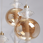 Люстра с плафонами из прозрачного и янтарного стекла в виде шаров и ромбов Gabriel Scott Luna варинант исполнения - 9 | Loft Concept в Ростове-на-Дону