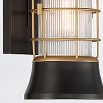 Настенный фонарь цилиндрической формы с рифленым стеклом в золотом каркасе на черном прямоугольном основании Eurofase варинант исполнения - 14 | Loft Concept в Ростове-на-Дону