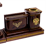 Настольный письменный набор с часами и визитницами из природного камня обсидиана Royal Present варинант исполнения - 3 | Loft Concept в Ростове-на-Дону