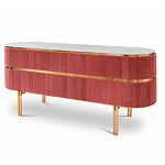 Дизайнерский комод овальный с розовой бархатной обивкой Edith варинант исполнения - 1 | Loft Concept в Ростове-на-Дону