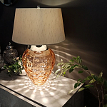 Настольная лампа с фактурным стеклянным основанием красного цвета с хромированной деталью у горловины и белым абажуром из искусственного шёлка Elstead Lighting варинант исполнения - 2 | Loft Concept в Ростове-на-Дону