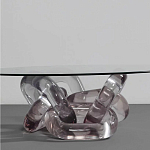 Дизайнерский журнальный стол с круглой прозрачной столешницей и основанием в виде цепи Hua Wang варинант исполнения - 1 | Loft Concept в Ростове-на-Дону