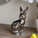 Статуэтка заяц из текстурированной терракоты и покрытый глянцевой краской под бронзу Rabbit Charm  варинант исполнения - 5 | Loft Concept в Ростове-на-Дону