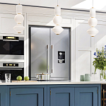 Подвесной светильник белого цвета с тремя геометрическими плафонами Alora Mood варинант исполнения - 12 | Loft Concept в Ростове-на-Дону