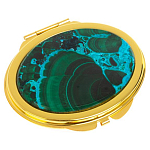 Зеркало карманное складное овальное из натурального камня Малахит с Хризоколлой Gold Stone Mirrors варинант исполнения - 1 | Loft Concept в Ростове-на-Дону