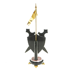 Часы настольные в виде щита с флагом из натуральных камней Змеевик и Креноид Stone Clock варинант исполнения - 4 | Loft Concept в Ростове-на-Дону