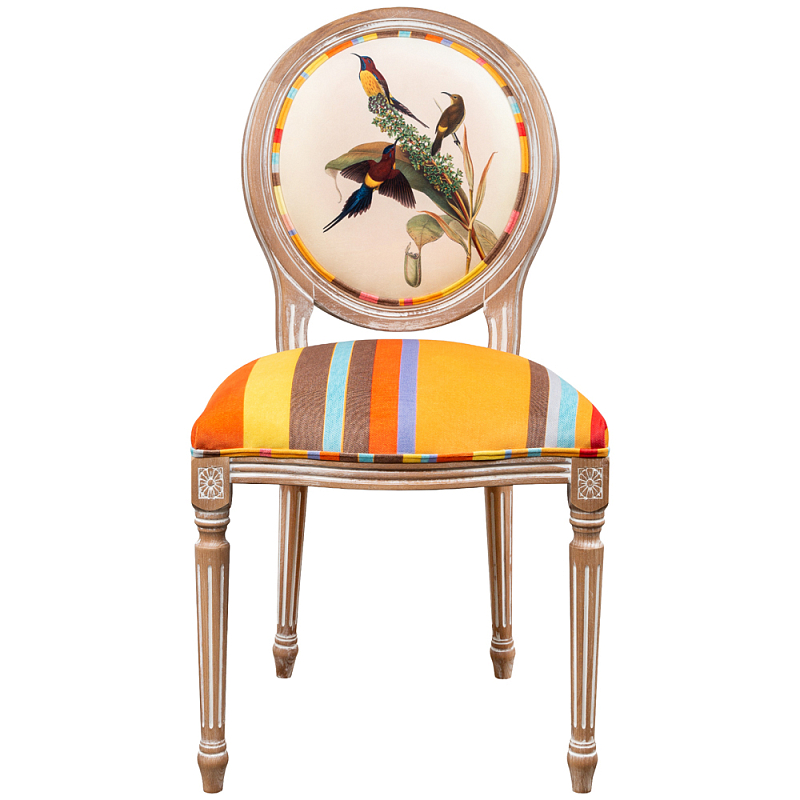              Blooming Yellow Birds Colorful Stripes Chair     -- | Loft Concept 