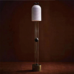 Торшер с белым фактурным абажуром и декором из черных сфер Echoes of Light варинант исполнения - 1 | Loft Concept в Ростове-на-Дону