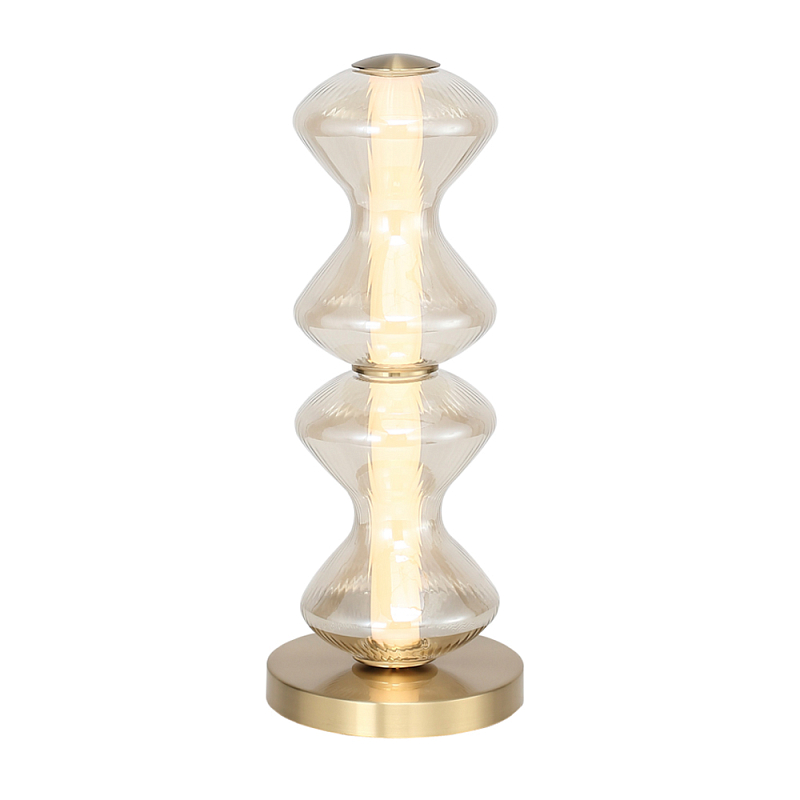 Настольная лампа светодиодная с волнообразным плафоном Amphora of Light Коньяк Золотой в Ростове-на-Дону | Loft Concept 
