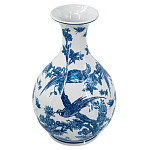 Ваза с мотивами цветущего сада с попугаями Blue Vase Inspired by Nature варинант исполнения - 1 | Loft Concept в Ростове-на-Дону