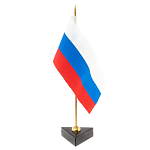 Флагшток настольный с флагом России из камня обсидиан Stone Flagpole варинант исполнения - 2 | Loft Concept в Ростове-на-Дону