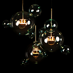 Люстра подвесная с прозрачными бирюзовыми стеклянными шарами и круглым основанием 3 лампы Giopato & Coombes варинант исполнения - 6 | Loft Concept в Ростове-на-Дону