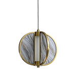 Подвесной светильник с круглым плафоном из искусственного алебастра в бронзовой оправе Marbella варинант исполнения - 1 | Loft Concept в Ростове-на-Дону