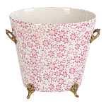 Кашпо из белого фарфора с розовым цветочным орнаментом Eden Garden варинант исполнения - 1 | Loft Concept в Ростове-на-Дону