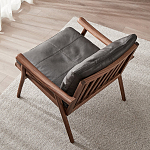 Кресло c каркасом из массива дерева и мягкой кожаной обивкой Walnut Armchair варинант исполнения - 3 | Loft Concept в Ростове-на-Дону