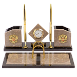 Настольный письменный набор из бежевого мрамора с часами Marble Accessory варинант исполнения - 1 | Loft Concept в Ростове-на-Дону