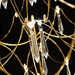 Люстра подвесная с изогнутым металлическим каркасом и множеством хрустальных подвесок Золото Диаметр 80 см Quasar варинант исполнения - 2 | Loft Concept в Ростове-на-Дону