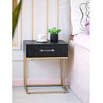 Приставной столик с резным узором на выдвижном ящике Black Table Carved Pattern варинант исполнения - 8 | Loft Concept в Ростове-на-Дону