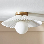 Потолочный светильник с белым плиссированным абажуром Headquarters варинант исполнения - 1 | Loft Concept в Ростове-на-Дону