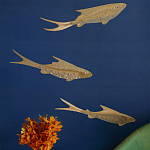 Обои с вышивкой ручной работы Deco Fish Aurum colourway on Caribbean Sea slub silk варинант исполнения - 1 | Loft Concept в Ростове-на-Дону