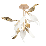 Люстра потолочная с белыми матовыми и золотыми глянцевыми листьями Wintery flovers варинант исполнения - 1 | Loft Concept в Ростове-на-Дону