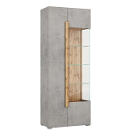 Шкаф-витрина с фасадом цвета серый бетон и стеклянными дверками Grace of Furniture варинант исполнения - 2 | Loft Concept в Ростове-на-Дону