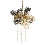 Люстра подвесная со стеклянными плафонами из дымчатого и золотистого с шестью вертикальными подвесками Gilded Mirage  варинант исполнения - 1 | Loft Concept в Ростове-на-Дону