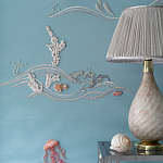 Обои с вышивкой ручной работы Amami Waves Moonbeam colourway on silk moire варинант исполнения - 4 | Loft Concept в Ростове-на-Дону