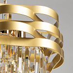 Люстра цвета матового золота с металлическими лентами и длинными прозрачными подвесками Gilded Waves варинант исполнения - 6 | Loft Concept в Ростове-на-Дону