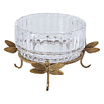 Чаша из прозрачного стекла на бронзовых ножках в виде стрекоз Eden Garden варинант исполнения - 1 | Loft Concept в Ростове-на-Дону