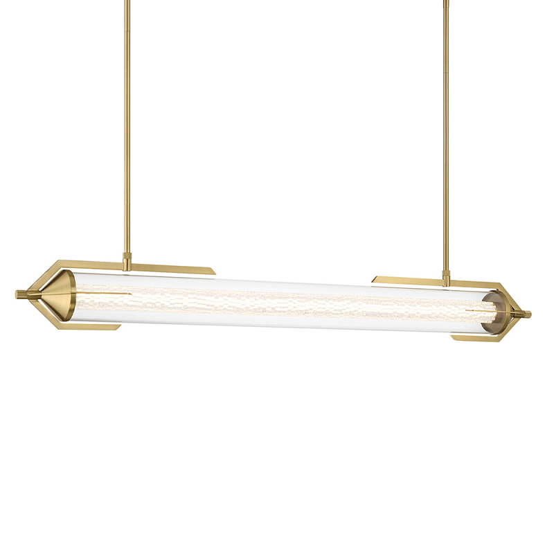Подвесной светильник линейный золотого цвета с длинной цилиндрической стеклянной трубкой Eurofase Прозрачное Стекло Золотой в Ростове-на-Дону | Loft Concept 