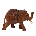 Статуэтка из дерева суар в виде слона в традиционном облачении Little Elephant варинант исполнения - 2 | Loft Concept в Ростове-на-Дону
