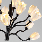 Люстра подвесная черного цвета с ветвями и белыми фарфоровыми цветами Floralis варинант исполнения - 6 | Loft Concept в Ростове-на-Дону