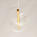 Люстра линейная золотистого цвета с двумя прозрачными волнистыми элементами Wave Line варинант исполнения - 8 | Loft Concept в Ростове-на-Дону