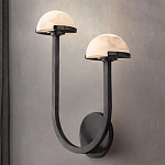 Бра с 2-мя мраморными плафонами на черном корпусе Light Warm Light варинант исполнения - 3 | Loft Concept в Ростове-на-Дону