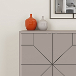 Комод бежево-серый с 4-мя дверцами с геометрическим рисунком на металлических ножках DUNE CONSOLE LIGHT MOCHA варинант исполнения - 4 | Loft Concept в Ростове-на-Дону