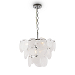 Люстра из белых стеклянных дисков на серебрянном каркасе White Glowing Reflectors варинант исполнения - 3 | Loft Concept в Ростове-на-Дону