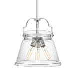 Подвесной светильник с прозрачным стеклянным плафоном в форме колокола с эффектом пузырьков и тремя лампами Quoizel варинант исполнения - 1 | Loft Concept в Ростове-на-Дону