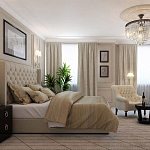 Кровать двуспальная бежевая с основанием из массива дерева с мягким изголовьем Flax Beds варинант исполнения - 4 | Loft Concept в Ростове-на-Дону