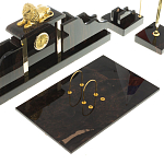 Настольный письменный набор из чёрного обсидиана с декором в виде льва Golden Lion варинант исполнения - 3 | Loft Concept в Ростове-на-Дону