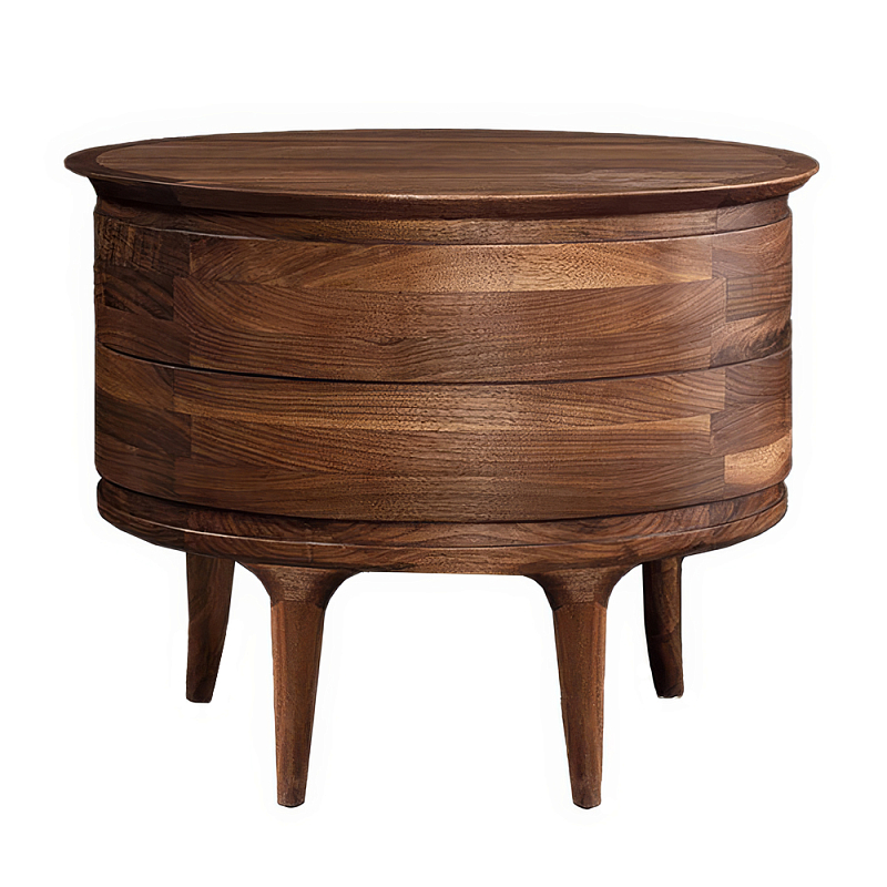 Прикроватный столик из дерева с 2-мя ящиками Moon Walnut Furniture Орех в Ростове-на-Дону | Loft Concept 