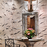 Обои ручная роспись Fishes Blue Pearl on Tarnished Silver gilded silk with pearlescent antiquing варинант исполнения - 1 | Loft Concept в Ростове-на-Дону