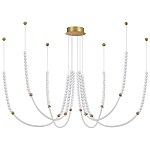 Люстра подвесная с 6-ю изогнутыми плафонами и белыми декоративными шариками PEARLS Suspension варинант исполнения - 1 | Loft Concept в Ростове-на-Дону