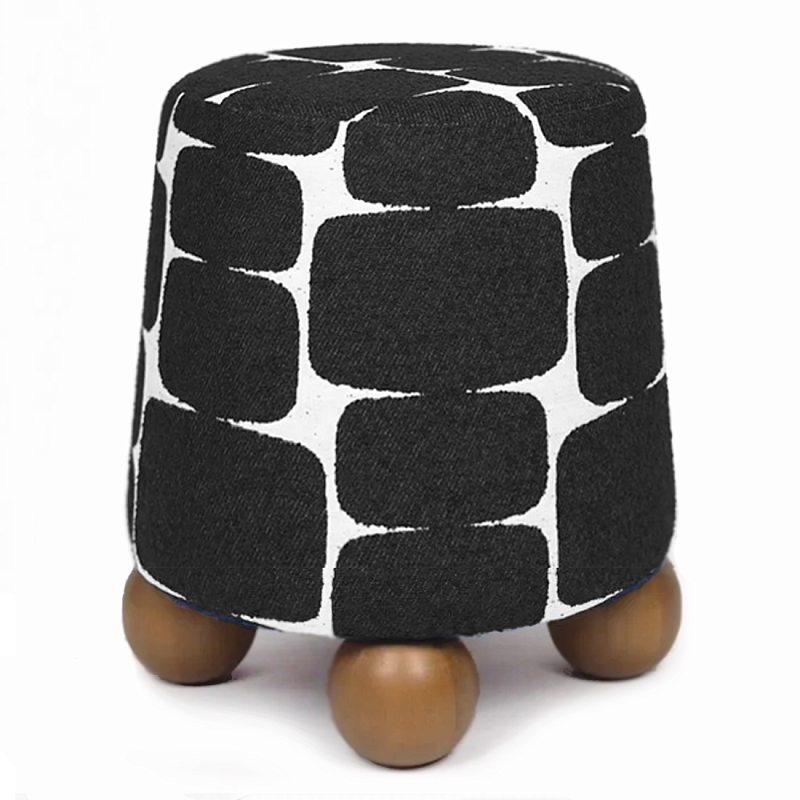 Пуф Wakonda Черно-Белый с круглыми ножками Белый Черный Коричневый в Ростове-на-Дону | Loft Concept 