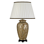 Настольная лампа восточная с основанием из керамики серебряная с цветочным и лиственным декором и белым плиссированным абажуром Elstead Lighting варинант исполнения - 1 | Loft Concept в Ростове-на-Дону