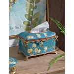 Салфетница прямоугольная голубого цвета с цветами и бабочками Blue Garden варинант исполнения - 3 | Loft Concept в Ростове-на-Дону